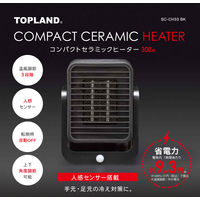 TOPLAND コンパクトセラミックヒーター 300W ブラック SC-CH33 BK 1台
