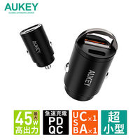 カーチャージャー 車載用充電器 45W QC/PD対応 USB-A 1ポート/USB-C 1ポート 1個 AUKEY