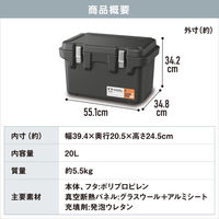 アイリスオーヤマ HUGEL 真空断熱クーラーボックス 20L チャコールグレー VITC-20 1個