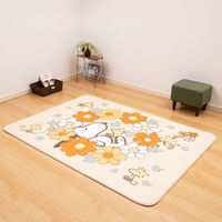 センコー スヌーピー　花いっぱい　ふんわり柔らかラグ 約130×180cm　オレンジ SNI230503 1枚（直送品）