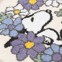 センコー スヌーピー 花いっぱい アクセントマット 約直径60cm ブルー SNB230412 1枚（直送品）