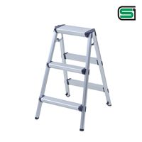 YAMAZEN 開閉簡単 取っ手付き アルミ踏み台 3段 YM-DA03(DBL) 1台