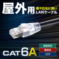 サンワサプライ カテゴリ6A屋外用LANケーブル(ブラック・80m) KB-T6AAD-80BK 1本