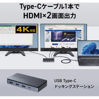サンワサプライ USB Type-Cドッキングステーション(HDMI×2画面出力対応) USB-CVDK15 1個（直送品）