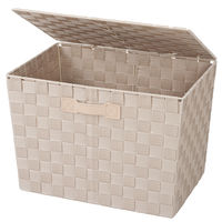 パール金属 PPマルチバスケット3深型フタ付 アイボリー N-7982 1個