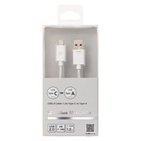 USB Type-Cケーブル 1.2m USB(A)[オス]-USB(C)[オス] 1本 ホワイト SB-CA48-CA12（直送品）
