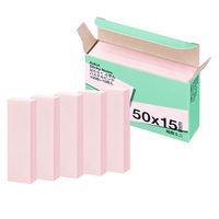 アスクル はたらく ふせん 付箋  50×15mm パステルピンク （短冊ミニ） 50冊（10冊×5箱） オリジナル