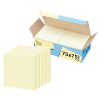 アスクル はたらく ふせん 付箋  75×75mm パステルイエロー （正方形） 50冊（10冊×5箱） オリジナル