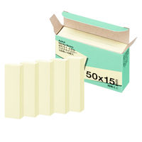 アスクル はたらく ふせん 付箋  50×15mm パステルイエロー （短冊ミニ） 100冊（10冊×10箱） オリジナル