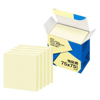 【強粘着】アスクル はたらく 強粘着ふせん 75×75mm パステルイエロー （正方形） 10冊（5冊×2箱）  オリジナル