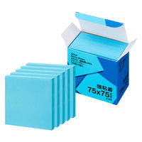 【強粘着】アスクル はたらく 強粘着ふせん 75×75mm ビビッドブルー （正方形） 10冊（5冊×2箱）  オリジナル