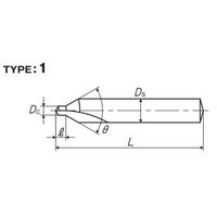 彌満和製作所 チタンコーティング弱ねじれ溝A形60°片刃センター穴ドリル AUCDS4X60X10 1本（直送品）