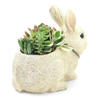 チャーム （観葉植物）多肉寄せ植え　動物達の贈り物　アンティーク調ラビット（１鉢） 368571（直送品）