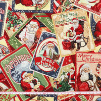 B&Bfabric オランダ輸入 ゴブラン生地 クリスマス サンタラベル 巾約140×3mカット販売 GB-MIXER（直送品）