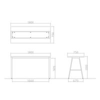 【軒先渡し】ニシキ工業 ハイテーブル 幅1800×奥行750×高さ1000mm ライトオーク ABSY-B1875H-LO 1台（直送品）