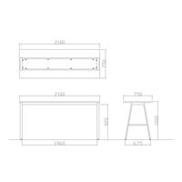 【軒先渡し】ニシキ工業 ハイテーブル 幅2100×奥行750×高さ1000mm ライトオーク ABSY-B2175H-LO 1台（直送品）