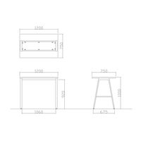 【軒先渡し】ニシキ工業 ハイテーブル 幅1200×奥行750×高さ1000mm スミクロ ABSY-H1275H-SK 1台（直送品）