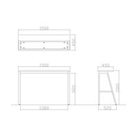 【軒先渡し】ニシキ工業 ハイカウンターテーブル 幅1500×奥行450×高さ1000mm ライトオーク ABSY-H1545H-LO 1台（直送品）