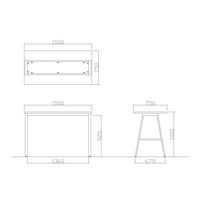 【軒先渡し】ニシキ工業 ハイテーブル 幅1500×奥行750×高さ1000mm ダークウッド ABSY-H1575H-DW 1台（直送品）