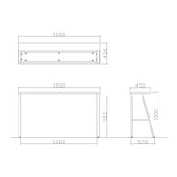 【軒先渡し】ニシキ工業 ハイカウンターテーブル 幅1800×奥行450×高1000mm ホワイトグレイン ABSY-H1845H-WG 1台（直送品）