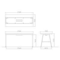 【軒先渡し】ニシキ工業 ハイテーブル 幅2100×奥行900×高さ1000mm スミクロ ABSY-S2190HW-SK 1台（直送品）