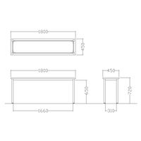 【軒先渡し】ニシキ工業 カウンターテーブル 幅1800×奥行450×高さ720mm ウォールナット AEK-S1845-WN 1台（直送品）