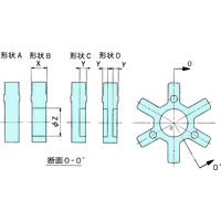 椿本チエイン ジョーフレックスカップリング Lシリーズインサート L095GM 1セット(6個)（直送品）