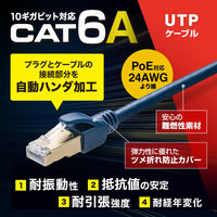 LANケーブル 2m カテゴリ6A Cat6A ハンダ産業用KB-H6A-02NV 1個 サンワサプライ