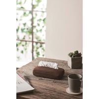 パール金属 ストレッチティッシュカバー ソフトパック用 ブロック柄ブラウン N-7765 1個