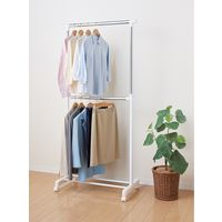 パール金属 2段パイプハンガー シングル ホワイト N-8302 1個