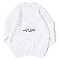 クアルトユナイテッド ケーブル切替ニットトップス　WHT　L M3460MEN 1点（直送品）