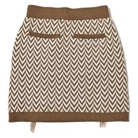 クアルトユナイテッド ヘリンボーン柄ニットスカート　BEG　L M3456 1点（直送品）