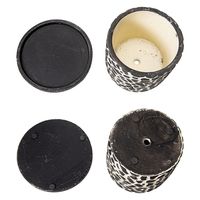 友膳 レオパールポット B ブラック 受け皿付き 287527 1個（直送品）