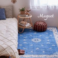 【玄関渡し】 萩原 シノワズリデザインのプリントラグ　ミュゲ アイボリー 140Rcm（直送品）