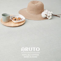 【玄関渡し】 萩原 洗えるインド綿ラグ　アルト　すべり止め付き グリーン 185×240cm（直送品）