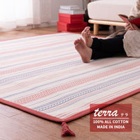 【玄関渡し】 萩原 洗えるインド綿ラグ　テラ　すべり止め付き レッド 185×240cm（直送品）