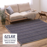 【玄関渡し】 萩原 ふっくらインド綿ラグ　ジラル　すべり止め付き アイボリー 63×170cm（直送品）