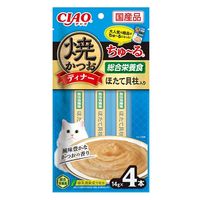 いなば 焼かつおディナーちゅ～る 猫 かつお節・ほたて貝柱入り 国産 総合栄養食（14g×4本）2袋 ちゅーる キャットフード