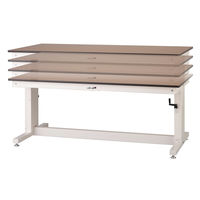 【車上渡し】山金工業 ワークテーブル昇降タイプ 軽量作業台 3方向ハンドル操作 塩ビ天板 SSR-975A-GW 1台（直送品）