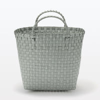 無印良品 ポリプロピレン 梱包用バンド 手編みバスケット 中 グレー 約直径33×高さ25cm 良品計画