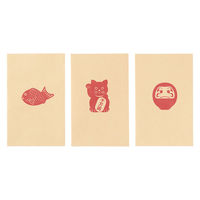 無印良品 竹紙ぽち袋 縁起物柄3種 招き猫 だるま 鯛 約幅70×高さ110mm 3枚入り クラフト 1セット（3袋） 良品計画