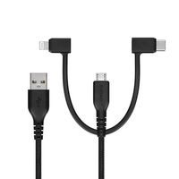 オウルテック 断線に強く柔らかい 3 in 1ケーブル 1m ブラック OWL-CBA4MLC10-BK 1個