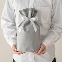 ヘッズ 2重不織布リボン付バッグ-S/グレー DFG-RBS 1セット(1パック(20枚)×5)