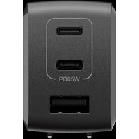 USB充電器 65W AC充電器 小型 USB Type-C×2 USB-A×1 ブラック 1個 多摩電子工業