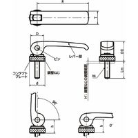 鍋屋バイテック会社 カムレバー 調整タイプ(おねじ) LWAM LWAMー44ーM5ー16ーSG 1個（直送品）