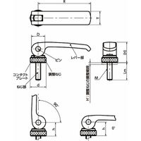 鍋屋バイテック会社 カムレバー 調整タイプ(おねじ・ステンレス製) LWAMSーNI LWAMSー44ーM5ー30ーNI 1個（直送品）