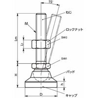鍋屋バイテック会社 レベリングアジャスタ(おねじ)FDM/FDMS FDMー32ーM10ー50ーKR 1セット(2個)（直送品）