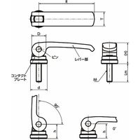 鍋屋バイテック会社 カムレバー 固定タイプ(おねじ・ステンレス製) LWBMS LWBMSー44ーM5ー40ーOR 1個（直送品）