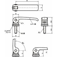 鍋屋バイテック会社 カムレバー 固定タイプ(おねじ・ステンレス製) LWBMSーNI LWBMSー44ーM5ー16ーNI 1個（直送品）