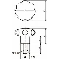 鍋屋バイテック会社 ステンレスハンドノブ(おねじ) KEHMS KEHMSー40ーM8ー20 1個（直送品）